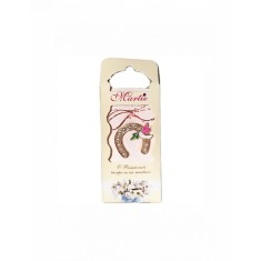 Martisor tip brosa cu model potcoava cu porumbel pentru 1 si 8 martie