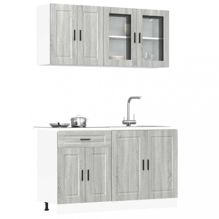 Gossi set de dulapuri de bucatarie 4 piese &bdquo;kalmar&rdquo; lemn sonoma gri