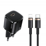 Incarcator Priza 1xUSB-C PD 20W + Cablu Lightning 1.2m, Usams (XFKXLOGTL01), Black