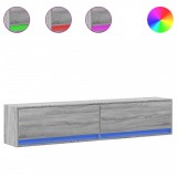 Cumpara ieftin Comoda TV de perete cu lumini LED, gri sonoma, 180x31x38 cm