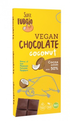 Ciocolata cu cocos bio 80g Super Fudgio foto