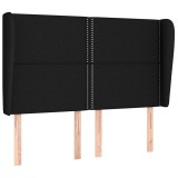 Cumpara ieftin Tablie de pat cu aripioare, negru, 147x23x118/128 cm, textil