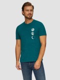 Cumpara ieftin Tricou barbati cu decolteu la baza gatului si imprimeu cu fazele luni, Turcoaz, S