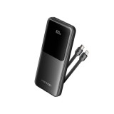 POWER BANK Vention 10.000 mAh, 22.5W PD 20W, QC, 1x USB-C, 2x USB-A, 1x micro USB (doar pt incarcare), cablu Ligtning si USB-C integrate, afisaj LED,