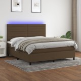 Cumpara ieftin Pat cu arcuri, saltea și LED, maro &icirc;nchis, 180x200 cm, textil