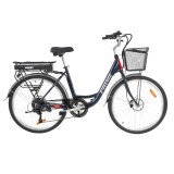 Bicicleta Electrica De Oras, Baterie Li-Ion 36V / 11.6 Ah, 250W, Roti 26", Cadru Aluminiu, Hecht Prime Blue