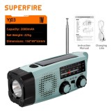 Lanterna LED Multifunctionala cu radio Supfire YJ01, incarcare solara sau manuala (dinam), power bank, 100lm, 2000mAh, incarcare usb-c
