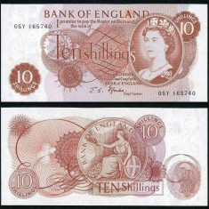 MAREA BRITANIE █ bancnota █ 10 Shillings █ 1960-1970 █ P-373c █ UNC necirculata