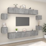Cumpara ieftin Set dulap TV, 8 piese, gri sonoma, lemn prelucrat