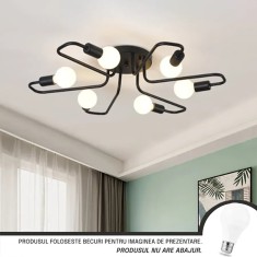 Lustra MODERNIST Hexa 6, 6x E27, Negru, Design Modern