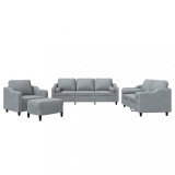 Set de canapele cu perne, 4 piese, gri deschis, material textil