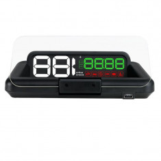 Proiector informatii de bord pe parbriz, Head-Up Display auto Well, display 5 inch, interfata OBD-II