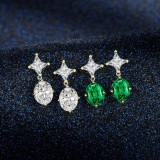 Cumpara ieftin Cercei din Argint 925 Star Drop cu Zirconiu Oval si Accente Aurii