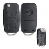 Set 2 bucati - Carcasa cheie briceag compatibila cu Volkswagen, 3 butoane, fara lama, 4 suruburi