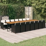 vidaXL Set mobilier de grădină cu perne, 15 piese, negru, poliratan 3095653