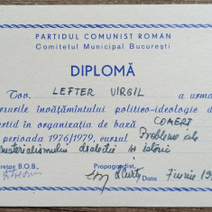 Diploma Cursurile Invatamantului Politico-Ideologic de Partid// 1979