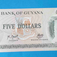 Bancnota Africa Guyana 5 Dollars - serie A568418 - UNC - Superba