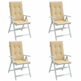 Perne scaun cu spatar &icirc;nalt 4 buc. melanj bej 120x50x4cm textil GartenMobel Dekor, vidaXL