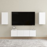 VidaXL Set comodă TV, 4 piese, alb, lemn prelucrat