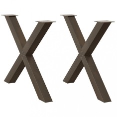 vidaXL Picioare de masă &icirc;n formă de X, 2 buc., oțel natural, 90x(72-73) cm