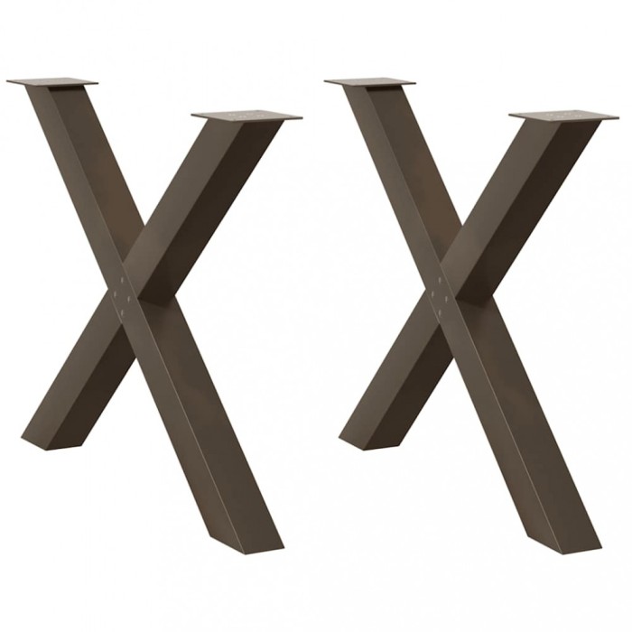 vidaXL Picioare de masă &icirc;n formă de X, 2 buc., oțel natural, 90x(72-73) cm