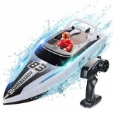 Cumpara ieftin Barca cu telecomanda iUni HJ821, RC High-Speed Boat, Viteza 15 km/h, 2.4GHz, White