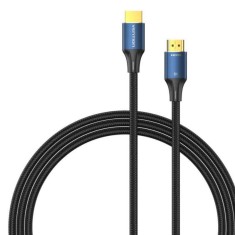 Cablu video Vention, HDMI(T) la HDMI(T), 1.5m, rezolutie maxima 8K la 60Hz/4K la 120Hz, conectori auriti, cupru/argint, bumbac braided, albastru, &amp;quot;ALG foto