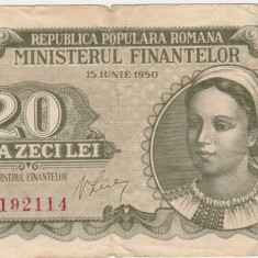 ROMANIA 20 lei 1950 aF