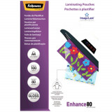 Folie A4 pentru Laminare Fellowes, 80 Microni, 100 Folii/Top, Folie Laminare, Folii pentru Laminare, Set Folii Laminare, Top Folii Laminare, Folie pen