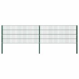 Panou de gard cu stalpi din fier, verde, 349x80 cm