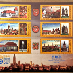 TIMBRE ROMÂNIA MNH LP1769b/2007 Sibiu Capitală Europeană -Bloc 6 timbre