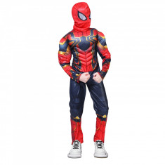 Costum cu muschi Iron Spiderman pentru baieti 128 - 140 cm 7-9 ani