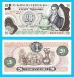 Columbia (p#409) 20 Pesos 1983 UNC 'Francisco de Caldas'; (ROG CITITI DETALIILE!)