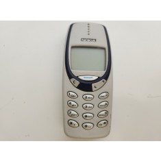 Telefon Nokia 3310 folosit cu carcasa gri si insertii albastre raritate