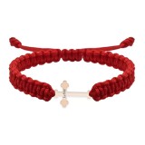 Bratara personalizata snur impletit cruciulita si nume gravat din argint 925 placat cu aur roz