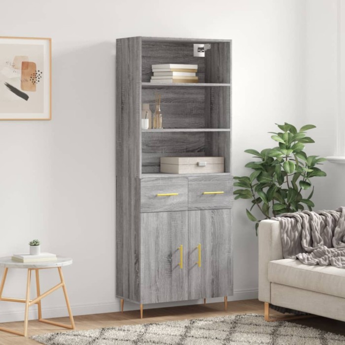 vidaXL Dulap &icirc;nalt, gri sonoma, 69,5x34x180 cm, lemn compozit