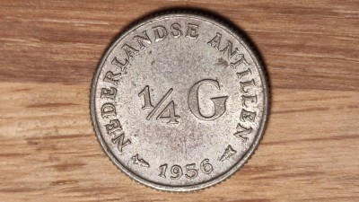 Antilele Olandeze - moneda de argint - 1/4 gulden 1956 - an rar greu de gasit foto