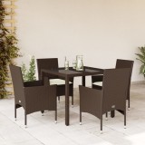 Cumpara ieftin Gossi set mobilier de gradina cu perne 5 piese maro poliratan&amp;sticla