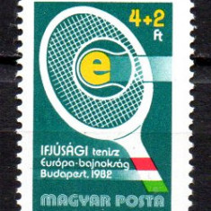 UNGARIA 1982, Campionatul European de tenis juniori, Sport, MNH, serie neuzata