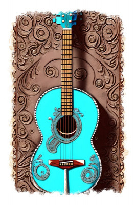 Sticker decorativ Chitara, Albastru, 85 cm, 11680ST foto