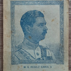 Carnet din perioada anilor 1930, cu portretul Regelui Carol II pe coperta