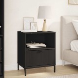 vidaXL Noptieră cu sertar Negru 49 x 36 x 61 cm Lemn compozit