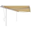 Gossi copertina retractabila manual cu stalpi, galben si alb, 4x3,5 m
