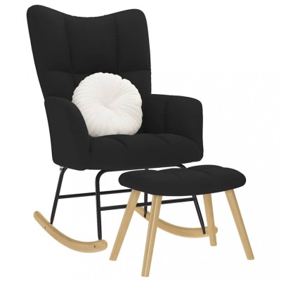 Gossi scaun balansoar cu taburet, negru, material textil foto