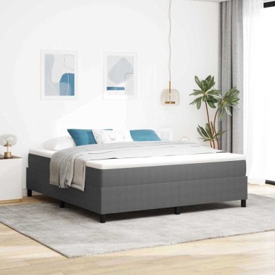 vidaXL Pat Box Spring cu saltea - gri deschis, Super King Size, din catifea foto