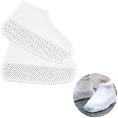 Huse Incaltaminte, Impermeabile, Antiderapante, din Latex, 13 x 13 x 2 cm, Marime L 41-47 cm, Alb