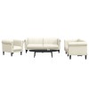 Set de canapele, 3 piese, crem, catifea