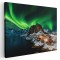 Tablou aurora boreala Hamnoy Norvegia, verde, albastru 1598 Tablou canvas pe panza CU RAMA 50x70 cm