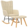VidaXL Scaun balansoar cu taburet, crem, textil