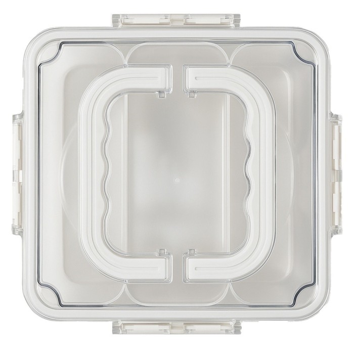 Cutie depozitare mancare pentru frigider cu capac etans si 3 compartimente detasabile, Pufo, 24 x 24 cm